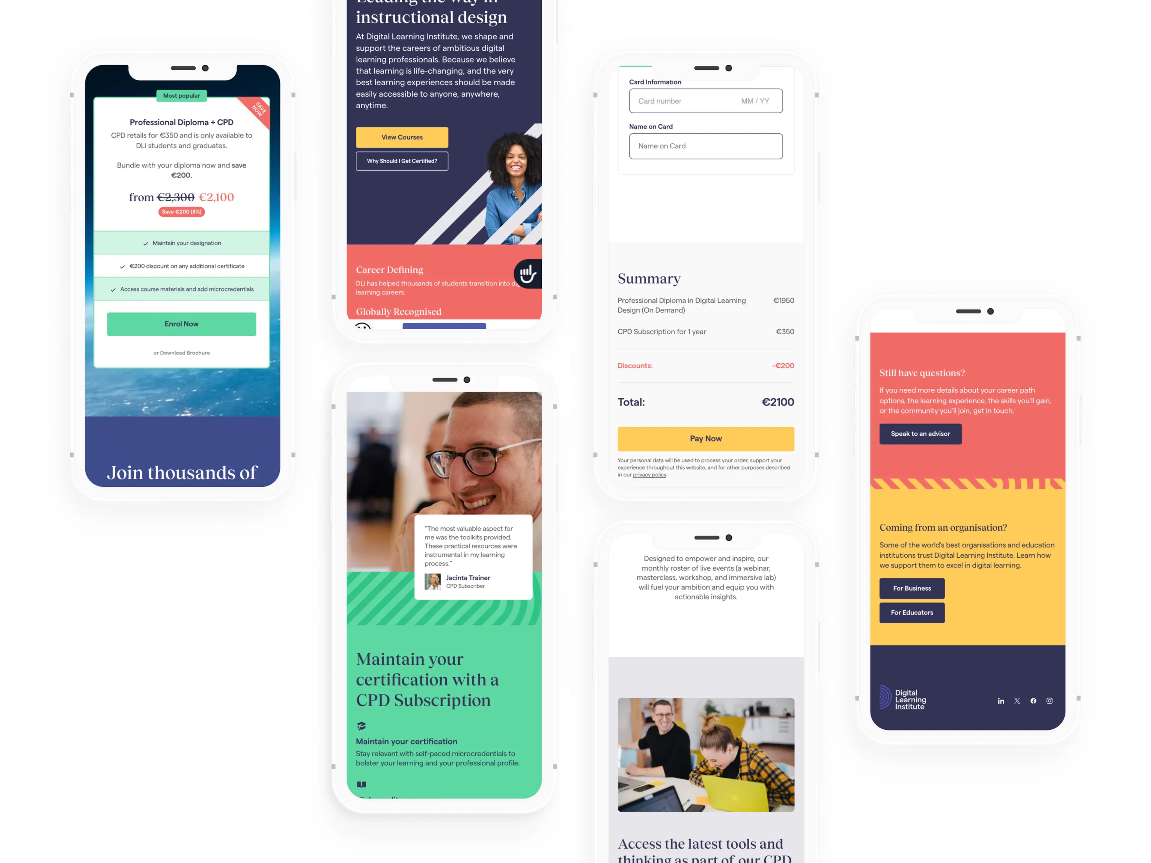 Collage of mobile screens for Collen