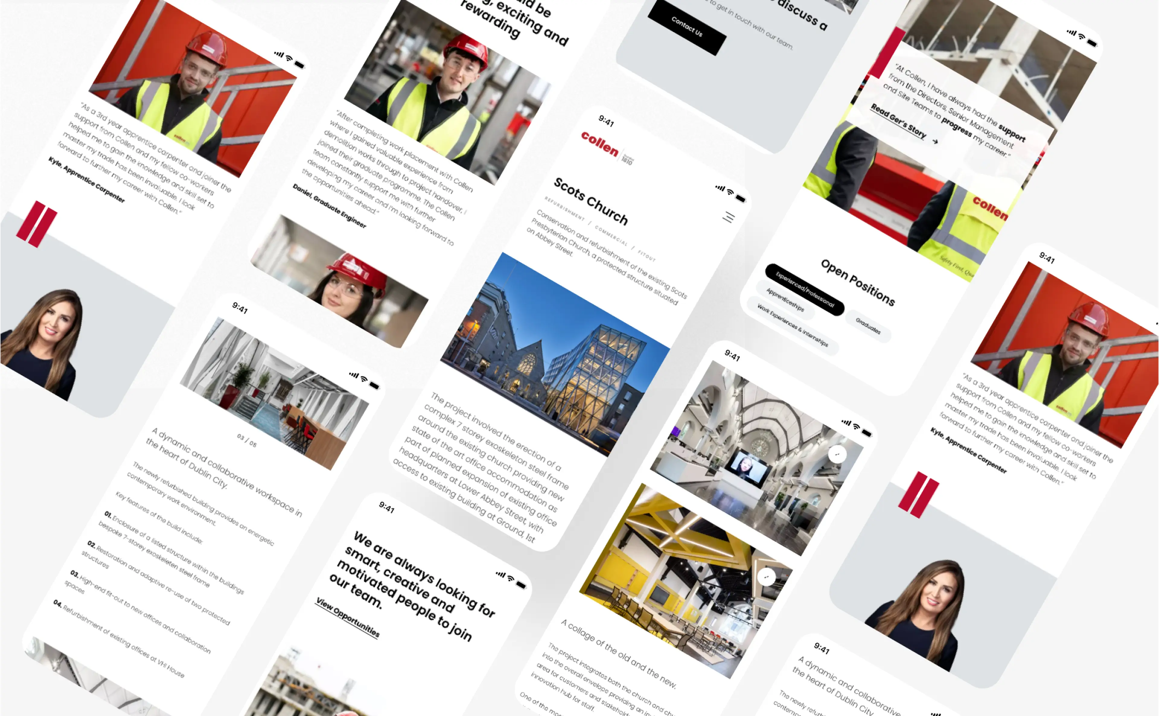 Collage of mobile screens for Collen