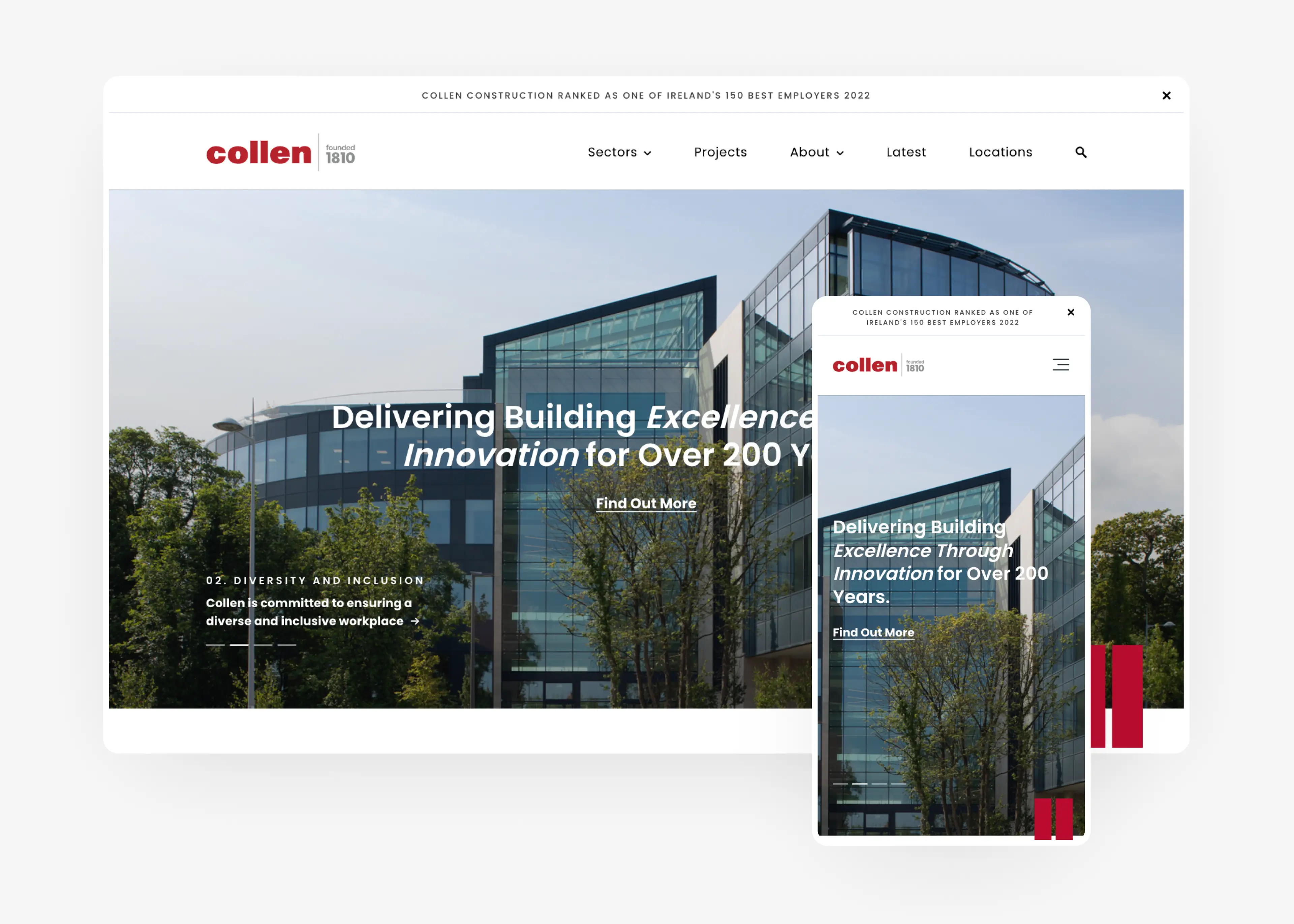 Collon desktop and mobile homepage