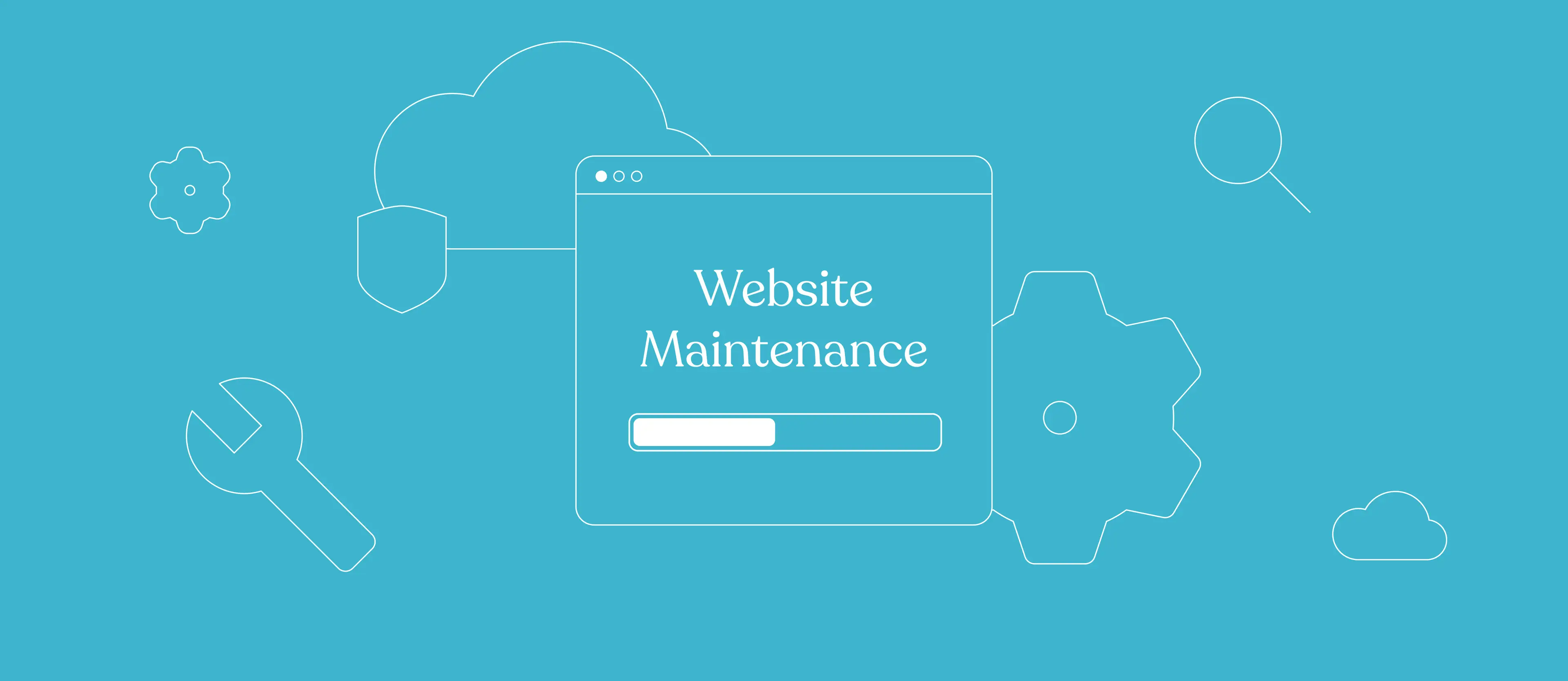 Blue graphic showing the title Website Maintenance 