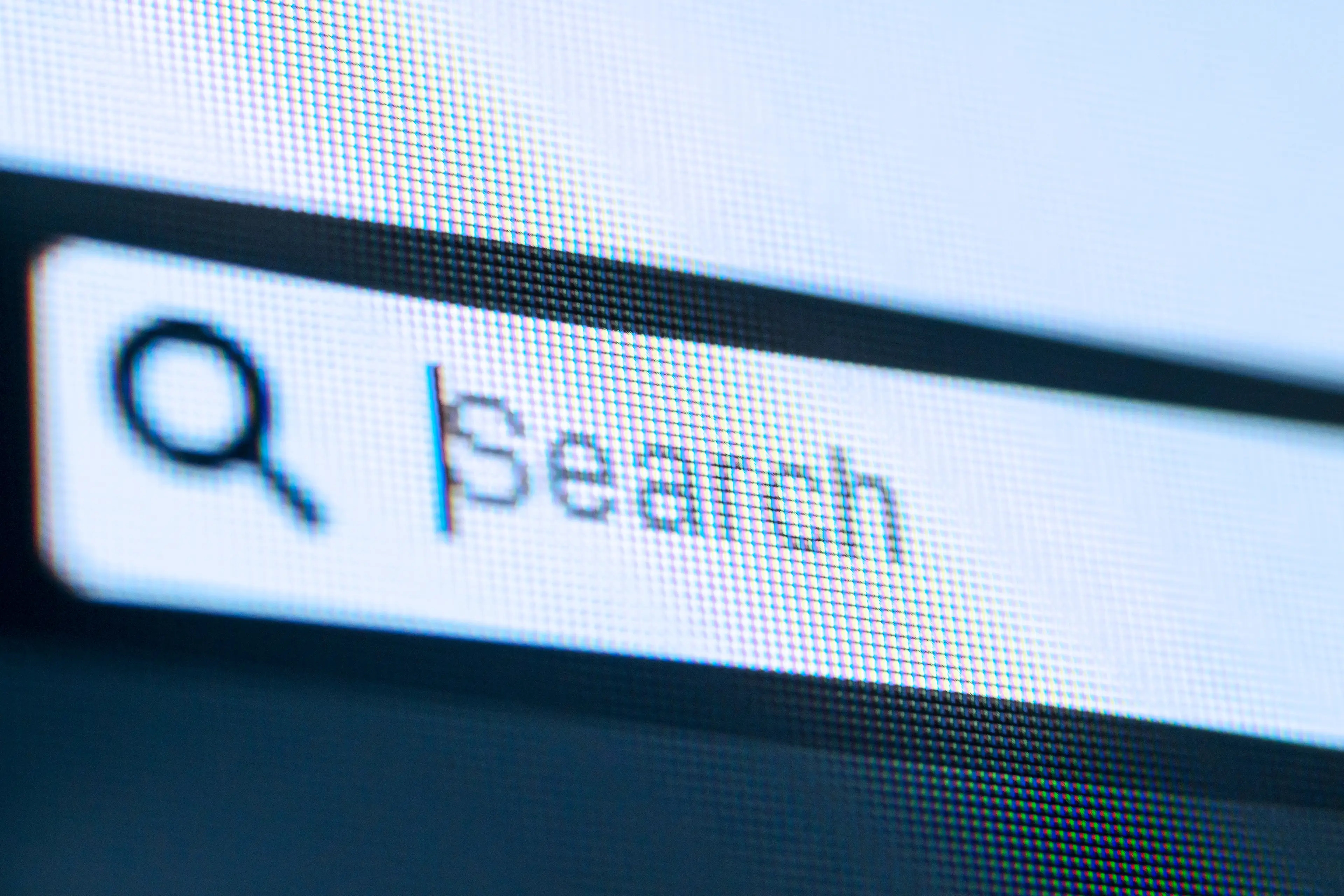 Close up of empty bar with search word on the computer screen